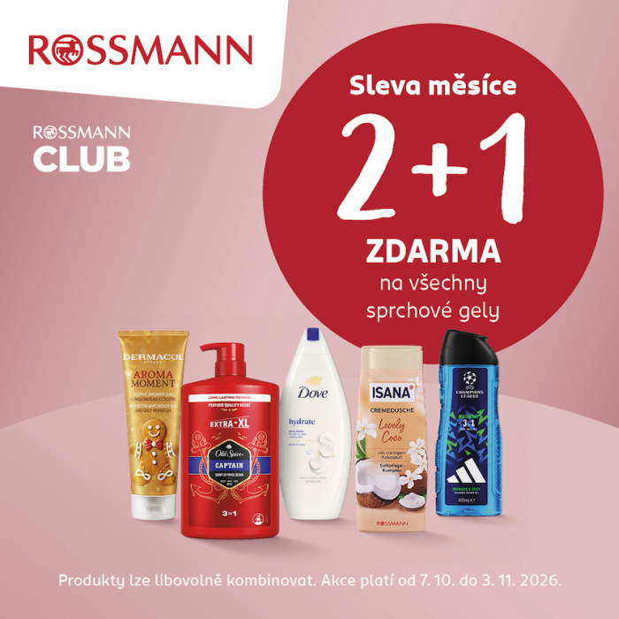 Sleva měsíce v ROSSMANN: 2+1 ZDARMA
